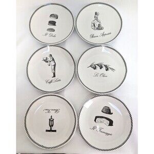 Santa Barbara Ceramic Paula Scaletta Italian Canape Appetizer Plates Set of 6